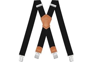 Dresime Suspenders for Men and Women Adjustable X Back 1.57 Inch Wide Elastic Heavy Duty Braces with Strong Metal Clips