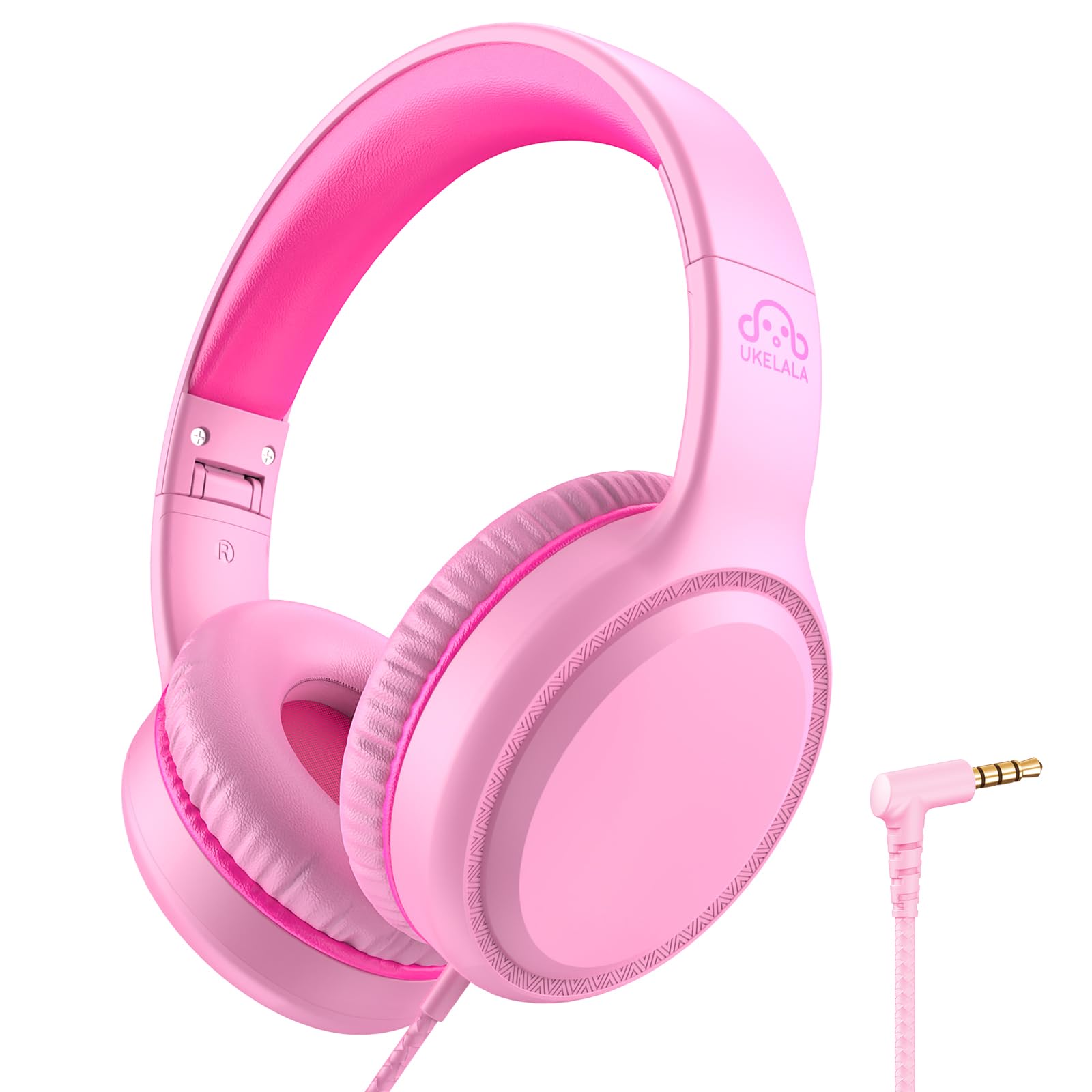 Photo 1 of UKELALA Pink Wired Headphones for Boys Portable On Ear Youth Headphones for School Airplane Travel Lightweight Portable Compatible with Pad Computer Laptop for Adults Student Children Girls Kids
