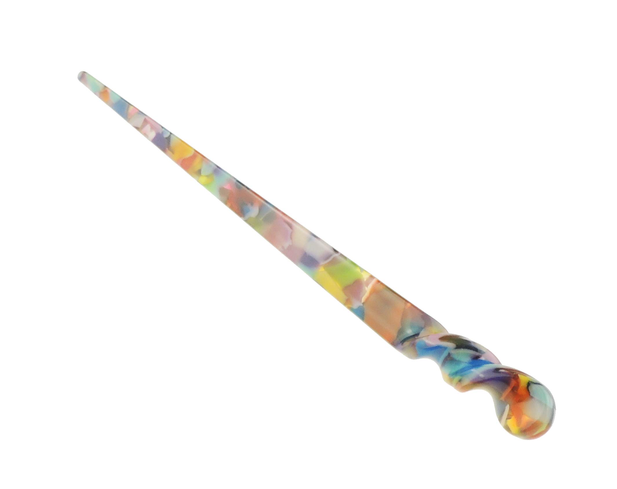 Womens Retro Boho Twist Bridal Wedding Party Bridesmaid Christmas Gift Banana Styling Hair Accessories Pins Bun Holder Chignon Brooch Hairpin Slide Jewelry Updo Chopsticks Stick Marbled (Rainbow)