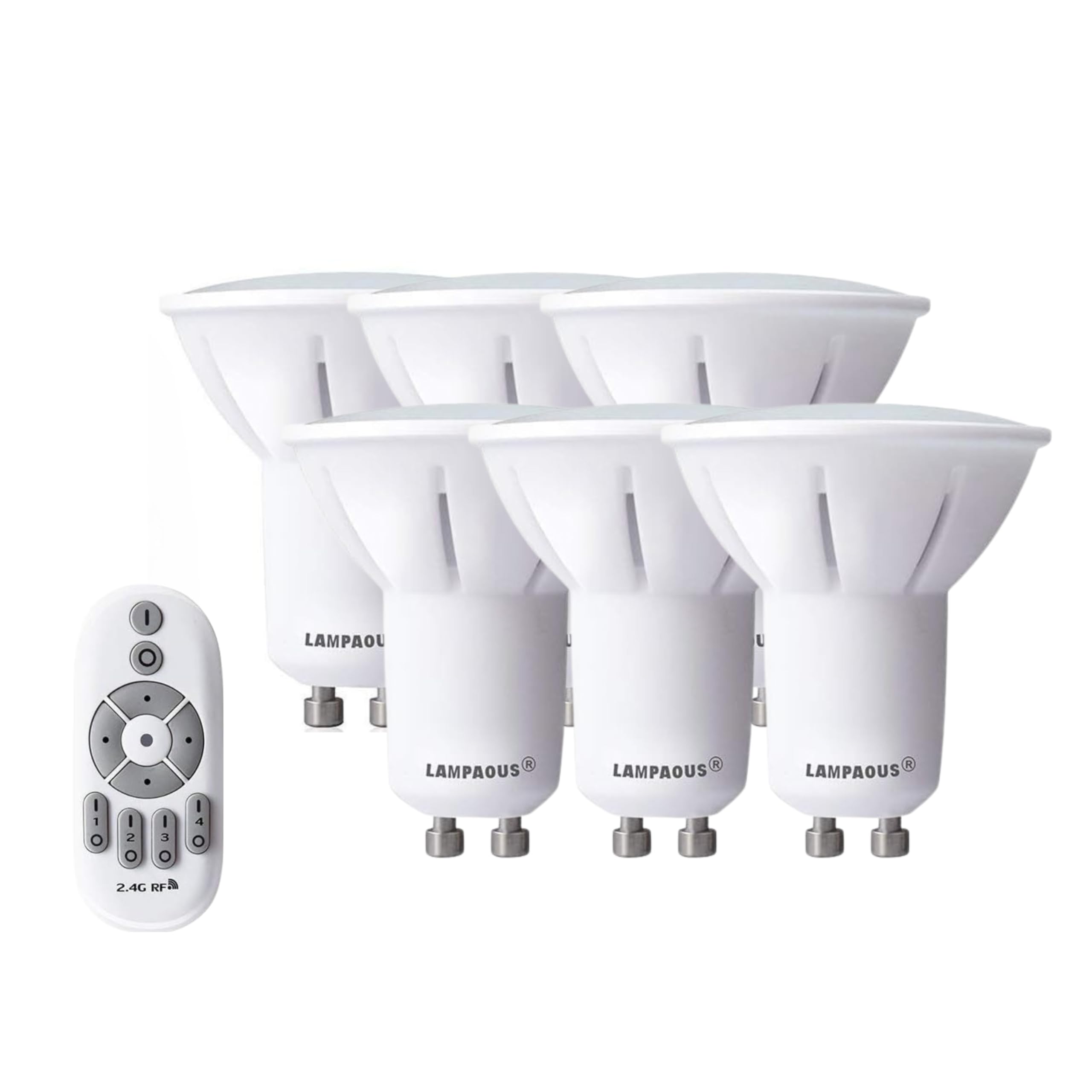 LAMPAOUS GU10 LED Light Bulbs 50 Watt Halogen Gu10 Bulb Equivalent, LED GU10 Dimmable LED Bulbs, Color Temperature from 2700K to 6500K Warm White,Pure White, Cool White All White Colors