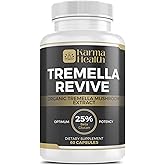KARMA HEALTH Tremella Mushroom Powder Capsules - Compressed White Snow Fungus Mushroom Powder Supplement - 25% Beta Glucan Content, Vegan & GMO Free. Snow Fungus Organic Supplement
