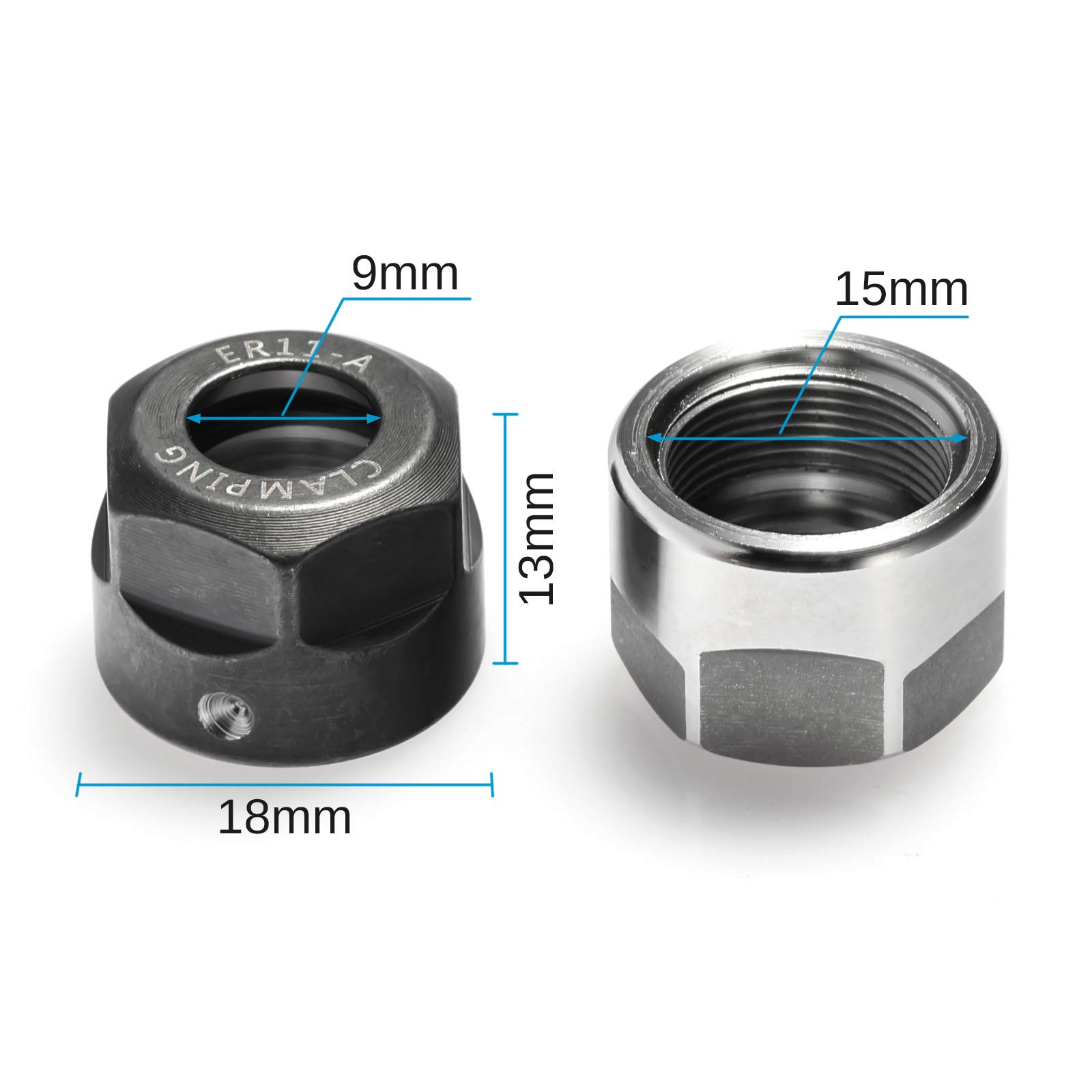 4pcs ER11-A Collet Clamping Nut With Dynamic Balance Holes for CNC Milling Chuck Holder Lathe