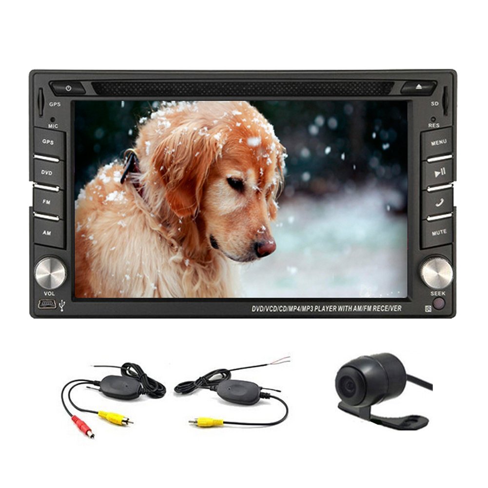 6.2-inch Double DIN GPS Navigation for Universal Car Free Wireless Backup Camera In Dash Headunit Win CE 8 Car Stereo Audio DVD Player Auto PC