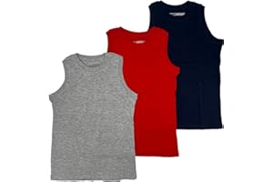 BROOKLYN VERTICAL Boys 3 Pack Muscle Shirt Sleeveless Tee - Tagless Cotton Super Soft