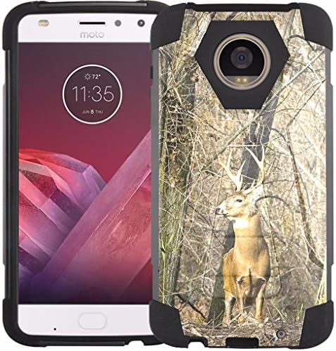 Moto Z2 Force Case, Moto Z2 Play Case - Armatus Gear (TM) Advanced Armor Hybrid Dual Layer Protective Case Design Phone Cover for Motorola Moto Z2 Force / Moto Z2 Play - Whitetail Deer