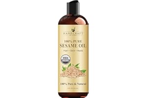 Handcraft Blends Organic Sesame Oil - 8 Fl Oz - 100% Pure and Natural - Premium Grade Carrier Oil for Skin and Hair - Hair and Body - Massage - Expeller-Pressed and Hexane-Free