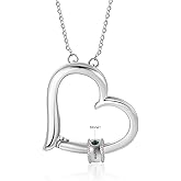 Wamantic Personalized Women's Pendant Necklace 925 Sterling Silver with 1-5 Simulated Birthstone Names Customized Heart Shape Cubic Zirconia Necklace