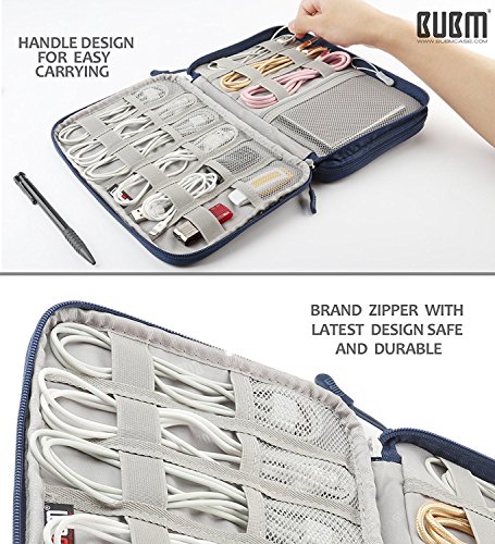 image for Travel Cables Cords Organizer,BUBM Double Layers Electronics Travel Or