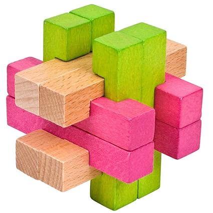 Adeeing Kids Student Colorful Wooden Luban Lock Puzzles Toy