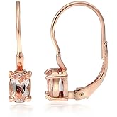 18K Flash Rose Gold Over Sterling Silver Morganite Oval Leverback Earrings