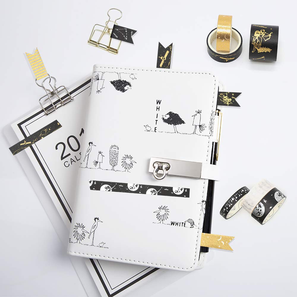 Gold Foil Washi Tape Set - 20 Rolls DIY Decor Japanese Adhesive Masking Tape for Scrapbook, Bullet Journal, Planner, Arts & Crafts, Gift Wrapping