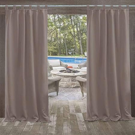 Unieco Outdoor Vorhang Mit Schlaufen Garten Patio Ballon Vorhange Blackout Wasserdichter Mehltau Bestandig Fur Pavillon Strandhaus 1 Stuck 132x235 Cm Farbe Taupe Grau Amazon De Garten