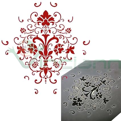 Stencil Damask Vase Flowers Decoration Wall Decoration Wall Paint