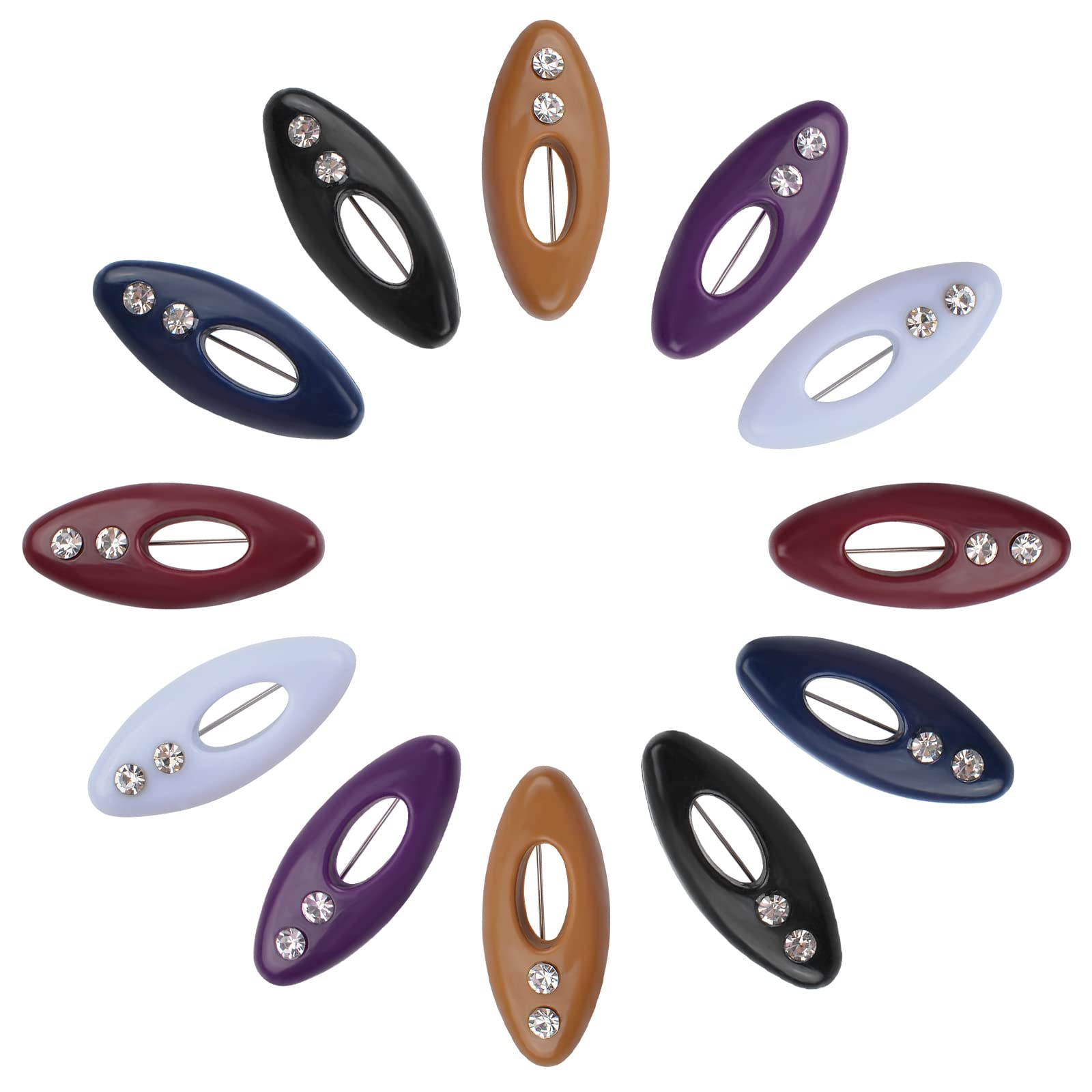 CRAFFANCY Hijab Pins, 24 Pieces 6 Colos Safety Pins Hijab Sari Pins Plastic Cover Safety Pins for Safety Locking Adult Clothes Diaper Scarf Decoration (Rhinestone)