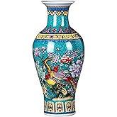 Kaolirra Large Ceramic Vase - 17 Inch Jingdezhen Enamel Modern Luxury Floor Vase for Living Room, Traditional Home Decor for Flowers, Elegant Housewarming Gift & Collection Art Piece (Green)