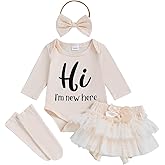 Userdefined Newborn Baby Girl Clothes Im New Here Letter Romper Onesie Tulle Skirt Shorts Socks Set Coming Home Outfit