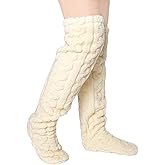 Sexybody Women's Fuzzy Thigh high Socks Over Knee Cozy Fluffy Slipper Stockings Plush Winter Home Sleeping Long Leg Warmers