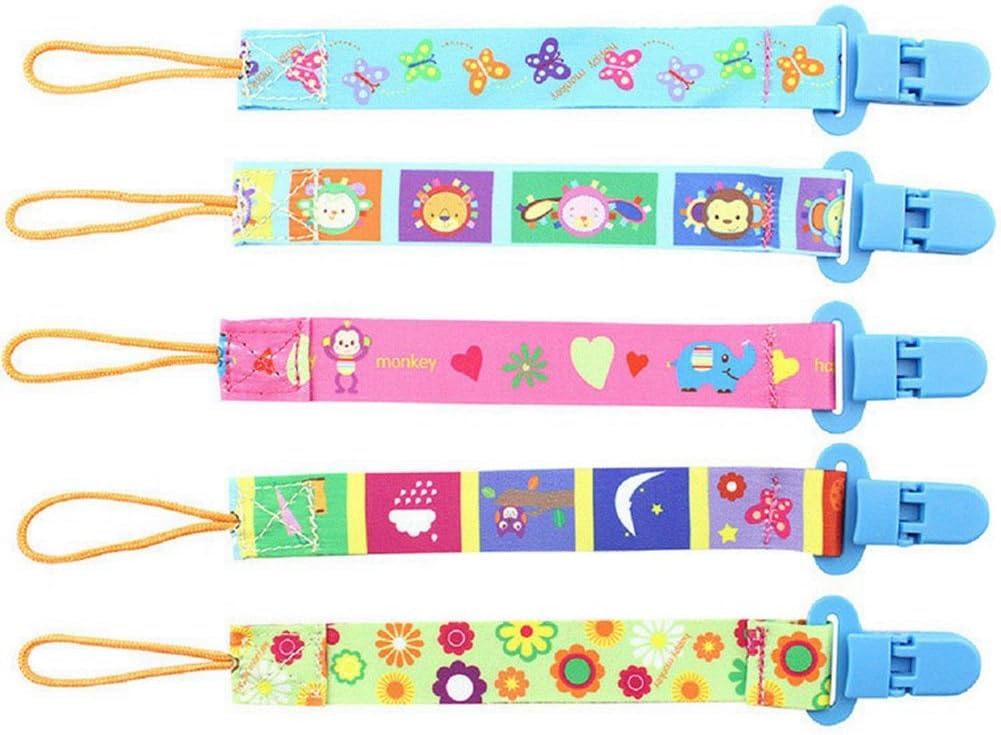 5 pcs Goldore Baby Universal Pacifier Clips for Girls and Boys Teeth Ring Holder, Double-side Print Modern Design