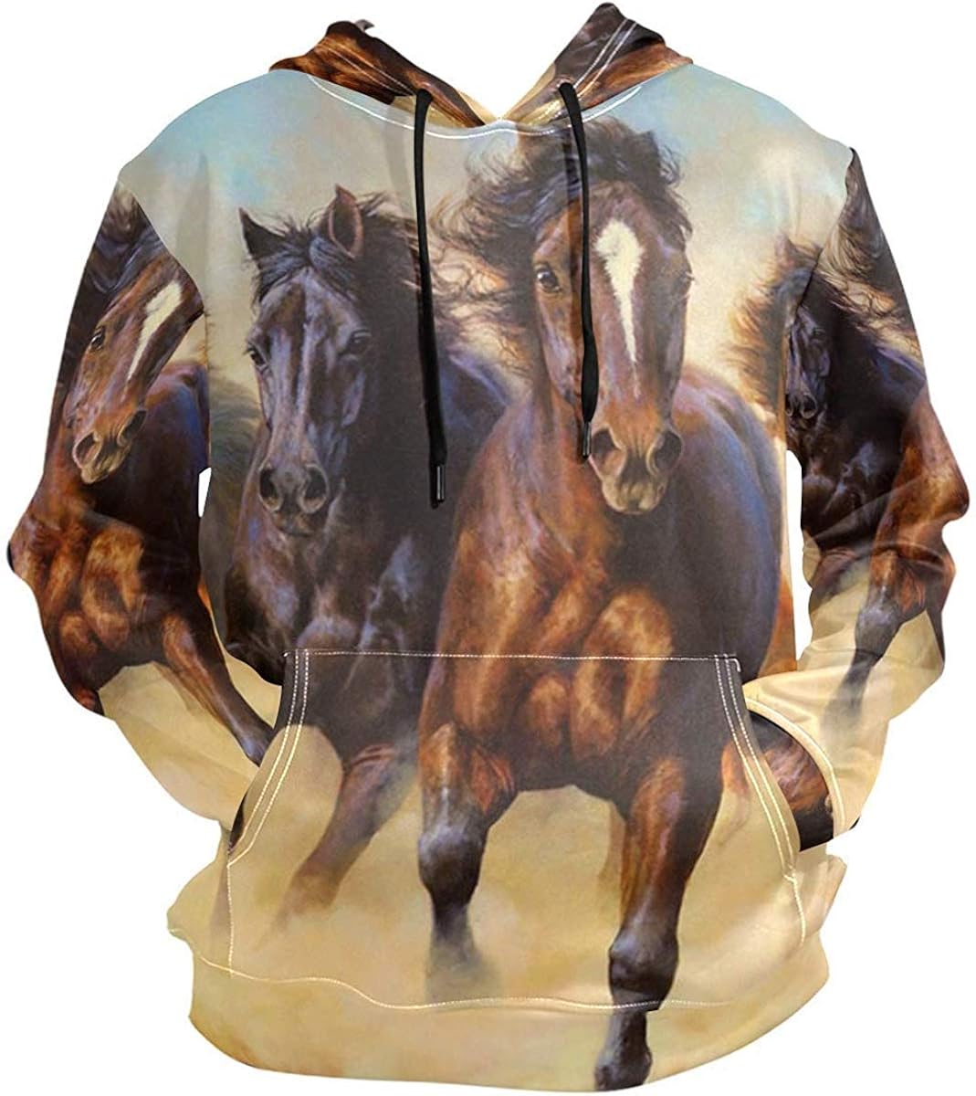 Animals Wild Horses Galloping Pullovers Hoodie Long Sleeve Hooded ...