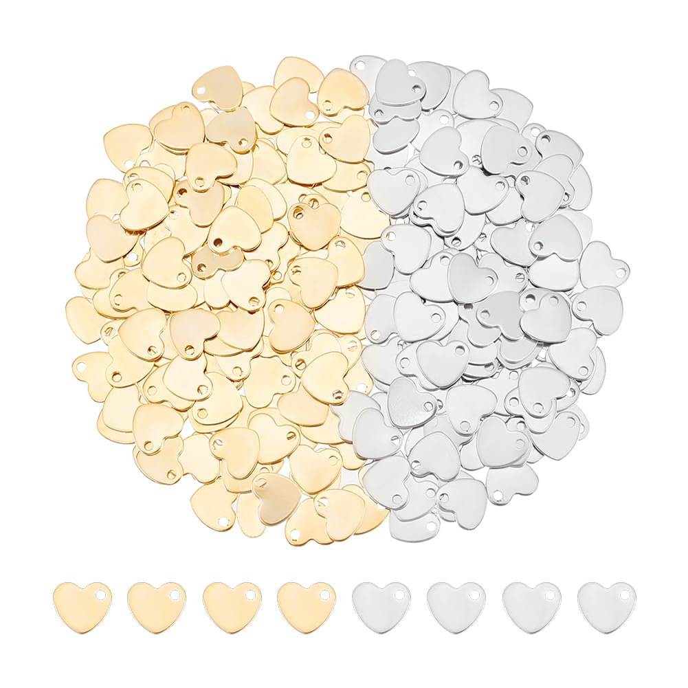 UNICRAFTALE about 120Pcs 2 Colors Heart Charms Stainless Steel Charms Heart Pendants Metal Charms Necklace Charms Laser Cut Pendants for DIY Bracelet Earrings Jewelry Making Valentine's day