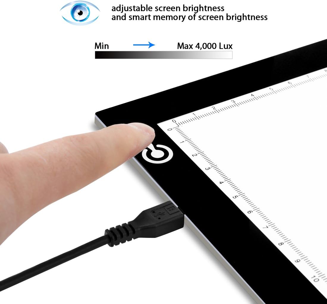 LITENERGY Portable A4 Tracing LED Copy Board Light Box, Ultra-Thin Adjustable USB Power Artcraft LED Trace Light Pad for Tattoo Drawing, Streaming, Sketching, Animation, Stenciling