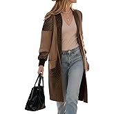 Women's Cardigan Chunky Open Front Sweater Long Knit Sweaters 2026 Spring Color Block Striped Outerwear Coats