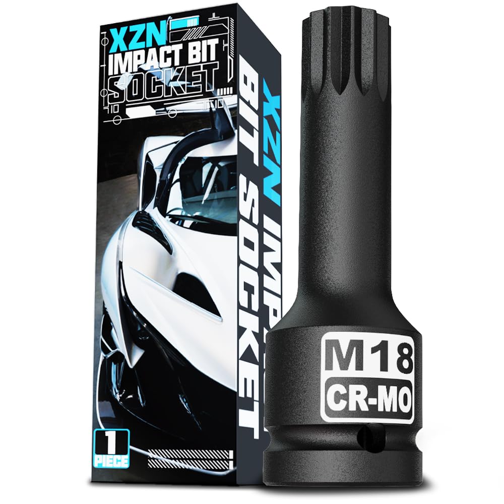 KIRXST Impact Triple Square Spline Bit Socket, 1/2" Drive M18 Spline Bit Socket, CR-MO Steel