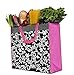 ReBagMe™ Extra Large Very Strong Reusable Grocery Bag - Laminated Recycled Shopper Tote- Very Large Gift Bag- Great Waterproof Beach Bag (19x17x8 Inches, Black. White and Pink)
