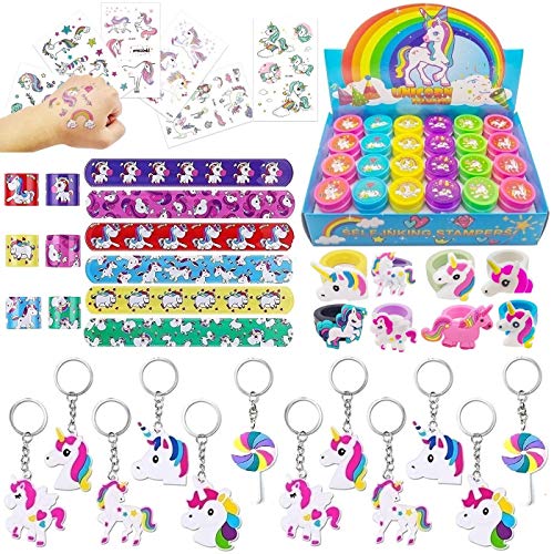 Tanlling 56 Pack Unicorn Party Favors Supplies, Rainbow Unicorn Theme Party Favor, Unicorn Birthday Party Gift, Party Toys, Reward, Carnival Prizes, Pinata Filler, Treasure Chest for Kids Boys Girls