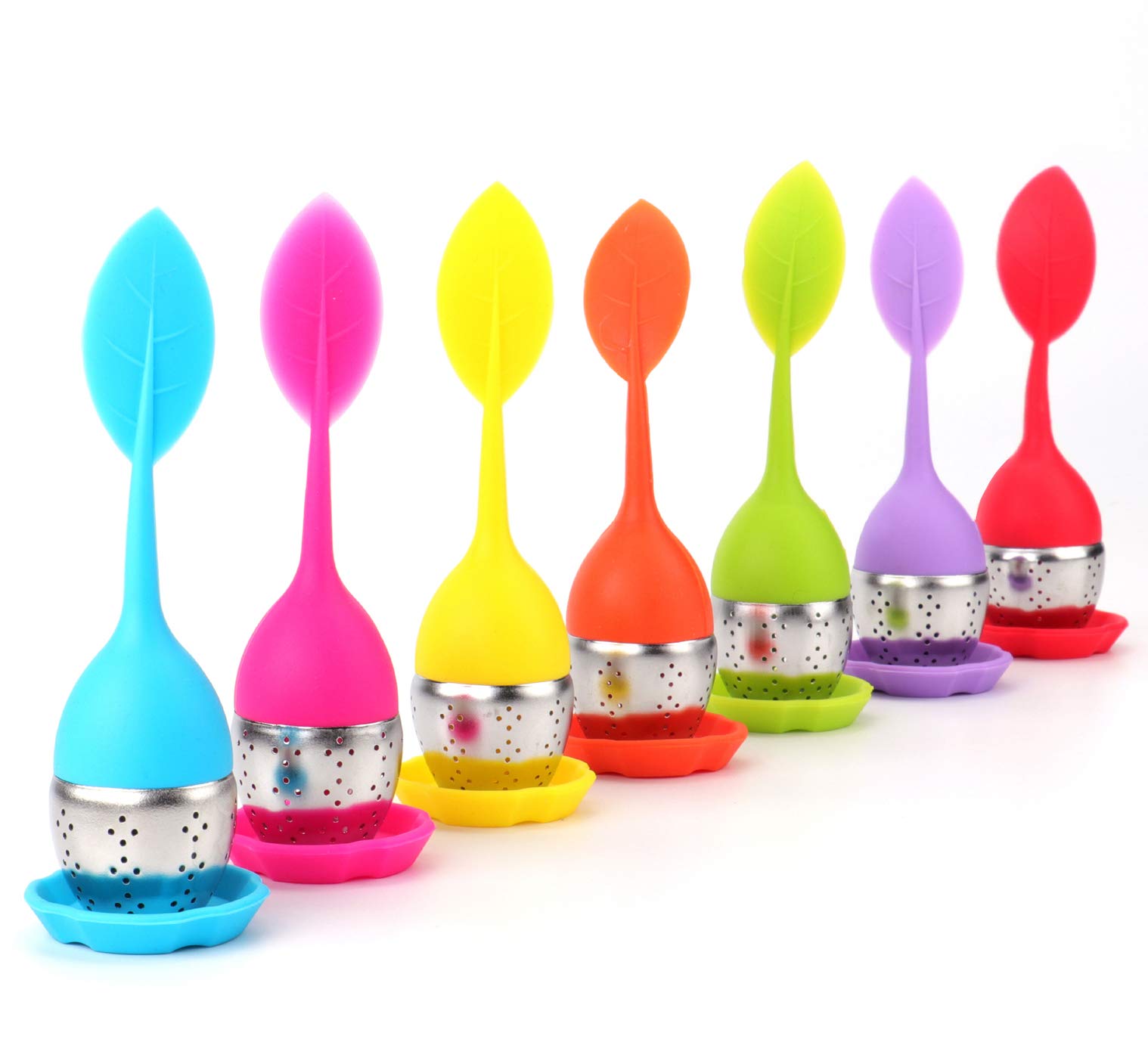 Bekith Tea Infuser Set of 7 Silicone Handle Stainless Steel Strainer