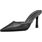 BIUBAKUA Kitten Heels for Women Pointed Toe Heels Studded Slip On Bow Heels Mules Faux Suede Sandals Kitten Heel Pumps