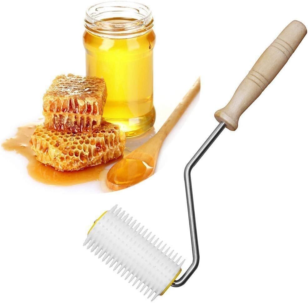 Forart Plastic Uncapping Needle Roller with Wooden Handle - Beekeeping Equipment