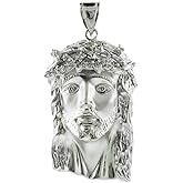 Claddagh Gold Religious Jewelry .925 Sterling Silver Cubic Zirconia Accented Iced Out Jesus Face Pendant Charm