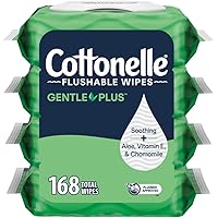 Cottonelle GentlePlus Flushable Wet Wipes with Aloe & Vitamin E - 4 Flip-Top Packs, 168 Total Flushable Wipes