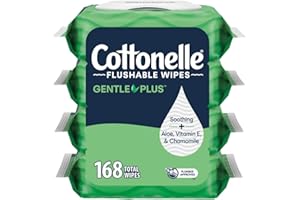 Cottonelle GentlePlus Flushable Wet Wipes with Aloe & Vitamin E - 4 Flip-Top Packs, 168 Total Flushable Wipes