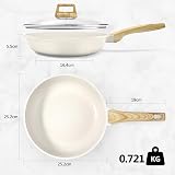 GiPP Nonstick Frying Pan with Lid 24 cm Granite White PFOA Free view 2