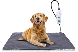 Dowin Pet Heating Pad Large, Low Voltage 12V Safe Electric Heating Pads for Dogs and Cats Outdoor & Indoor Waterproof Warming Mat with Auto Power Off and Chew Resistant Cord (28" x 16")