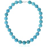 Gem Stone King Round 14MM Green Simulated Turquoise Howlite 16 Inches Necklace With Lobster Clasp