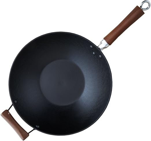 Amazon Com Imusa Usa Gkg 61021 Light Cast Iron Wok With Wood