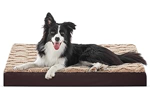 INVENHO Dog Beds for Large Dogs, Big Orthopedic Dog Bed with Removable Washable Cover, Egg Crate Foam Pet Bed Mat, Waterproof Dog Crate Bed with Nonskid Bottom Suitable for Dogs Up to 60 lbs