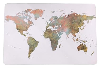 Schreibtischunterlage Kontinente auf weißem Grund/Welt/Weltkarte/Erde 40 x 60 cm abwischbar