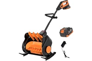 Vicien Snow Blower - 24V 4.0Ah Cordless Electric Snow Shovel,Brushless Motor,13-Inch Width 6-Inch Depth,3-Speed Control,Battery and Charger Included Orange (1 Pcs Battery)
