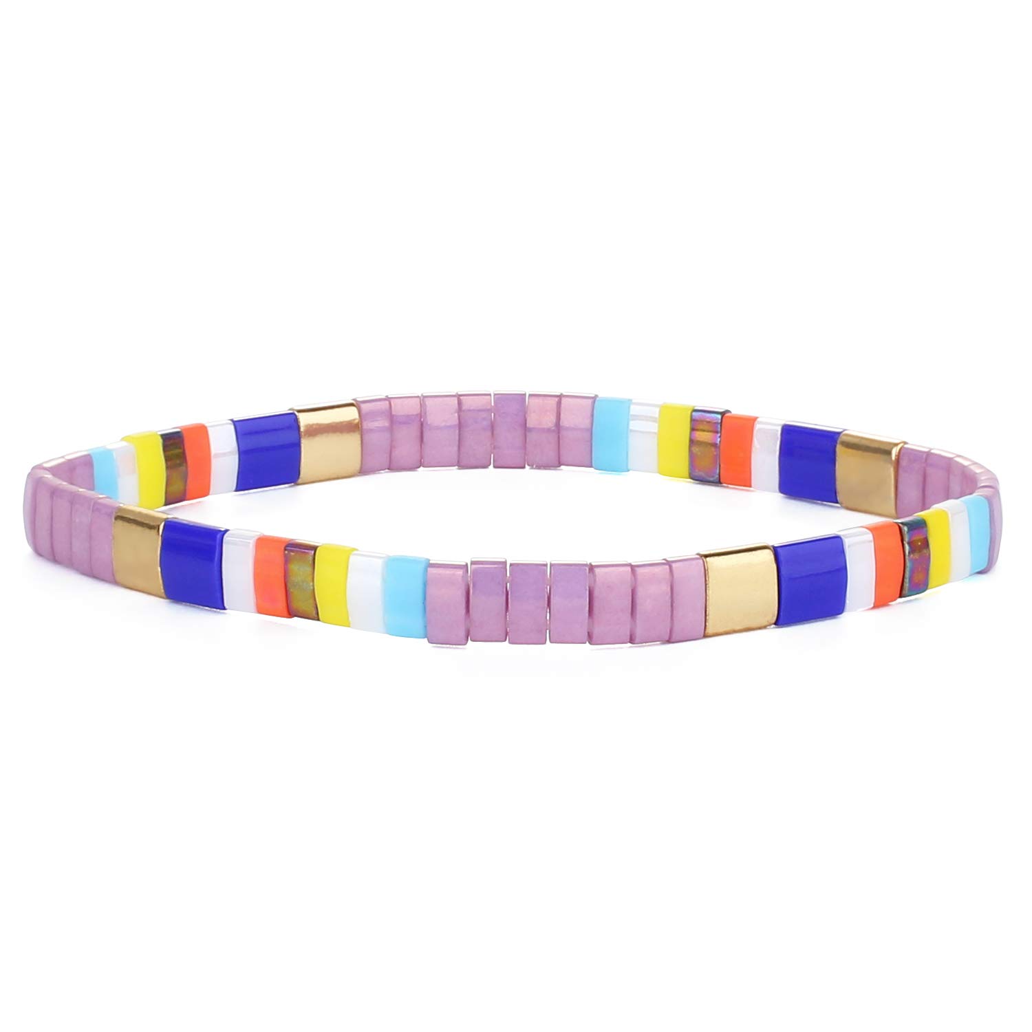 KELITCH Tila Miyuki Beads Bracelets Colorful Strand Stretch Bracelets Mixed Friendship Bracelets - 03K