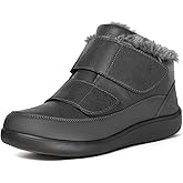 Hsyooes Diabetic Boots for Women Wide Width Winter Snow Boots Warm Fur Lining Water Resistant Anti-slip Snow Shoes Comfortable Adjustable Straps Winter Shoes for Swollen Feet