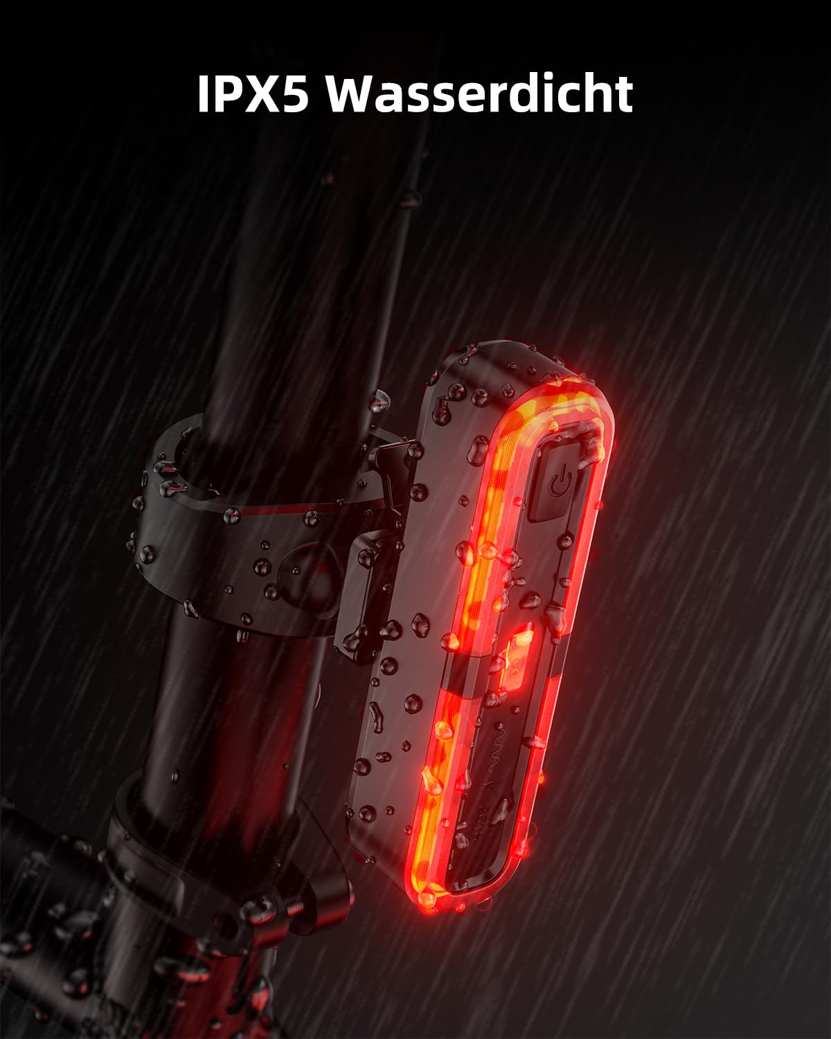 OnMeto Fahrrad Rücklicht, Led Rücklicht Fahrrad USB Type-C Wiederaufladbares Fahrradlicht hinten Rücklicht Ebike IPX5 Wasserdicht für Rennrad, MTB, E-Bike (Schwarz) 6
