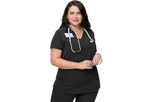Kitmaz Medical Scrub Tops for Women - Soft Stretch V-Neck Top Scrubs with 3 Pockets