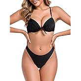 RELLECIGA Women’s Push Up Bikini Set Underwire High Cut Sexy Two Piece Bathing Suit