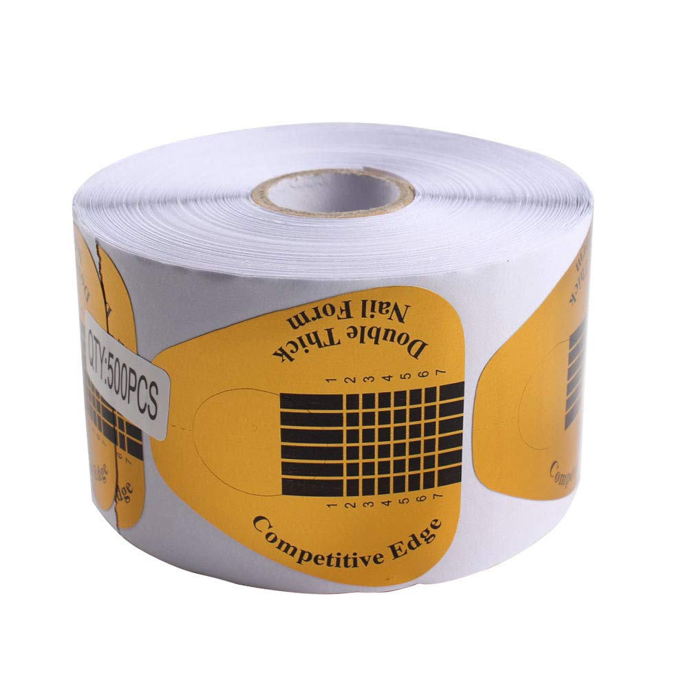 BeautyLeader 500 Golden Horseshoe Nail Form Stickers, 500pcs Horseshoe-shaped Nail Art Acrylic/UV Gel Nail Extension Tips, Paper, Full Well Tips