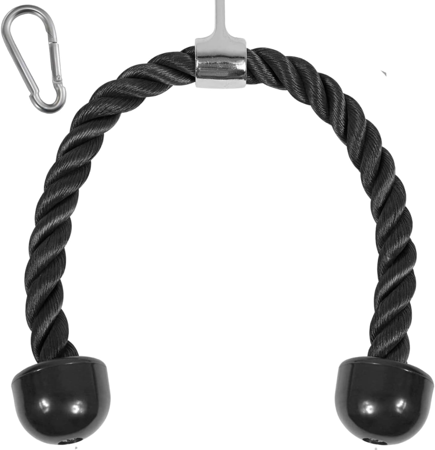 Photo 1 of Yes4All Deluxe Black Tricep Rope 27 Inches Black Cable Attachment, Pulley System Gym Pull Down Rope with Carabiner, Exercise Machine Attachment