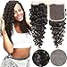 VRHOT 12 inch Lace Closure Deep Wave 4x4'' Free Part Lace Closure Brazilian Virgin Remy Human Hair 100% Unprocessed Natural Color Soft Silky Hair Products for Black Women 8''-20'' (12 inch)
